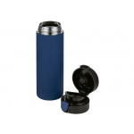 Вакуумная термокружка Waterline c кнопкой Guard, 400 мл, тубус, темно-синий, фото 1