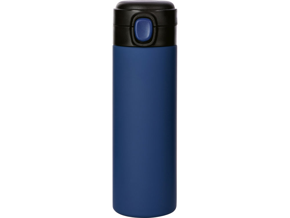 Вакуумная термокружка Waterline c кнопкой Guard, 400 мл, тубус, темно-синий - купить оптом