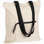 Эко-сумка Pheebs с клинчиком, изготовленная из переработанного хлопка, плотность 210 г/м2, черный мел - купить оптом