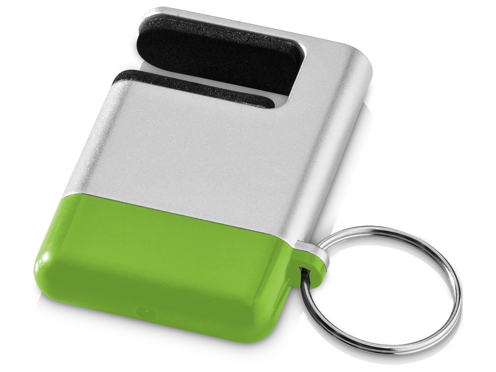 Подставка-брелок для мобильного телефона GoGo, серебристый/зеленый - купить оптом