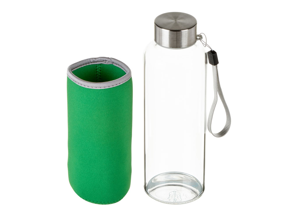 Бутылка для воды Pure c чехлом, 420 мл, зеленый - купить оптом