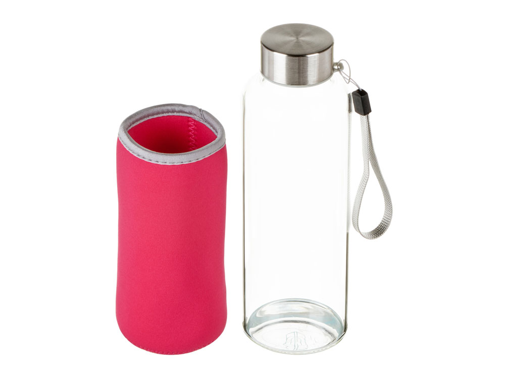 Бутылка для воды Pure c чехлом, 420 мл, розовый - купить оптом