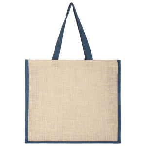 Холщовая сумка для покупок Bagari со светло-синей отделкой - купить оптом