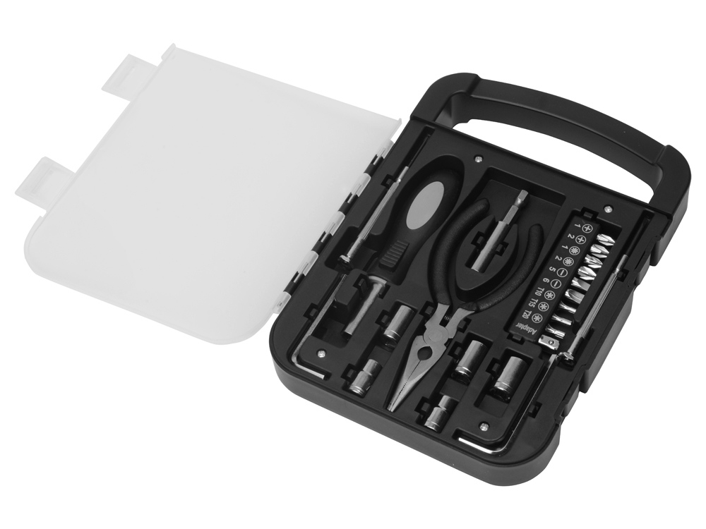 Набор инструментов в пластиковом кейсе Fixit, черный, прозрачный - купить оптом