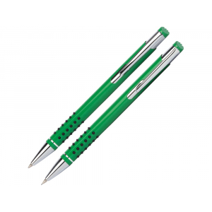 Набор Онтарио: ручка шариковая, карандаш механический, зеленый/серебристый - купить оптом