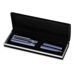 Набор Таормина: ручка шариковая, ручка роллер, в бархатном футляре, синий/серебристый, фото 2