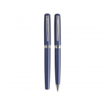 Набор Таормина: ручка шариковая, ручка роллер, в бархатном футляре, синий/серебристый, фото 3