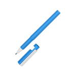 Ручка пластиковая шариковая трехгранная Nook с подставкой для телефона в колпачке, голубой/белый, фото 4