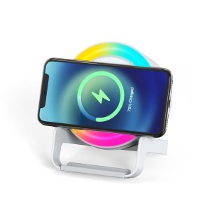 Беспроводная Bluetooth колонка U-Tone RGB c функцией беспроводной зарядки 15W, белый - купить оптом