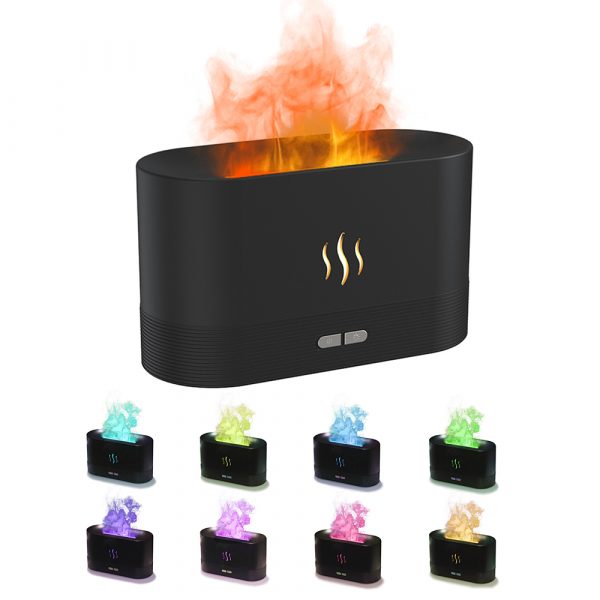 Светодиодный USB увлажнитель-ароматизатор Flame RGB, черный - купить оптом