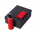 Подарочный набор с бутылкой для воды и повербанком С2, 10000 mAh, красный, фото 1