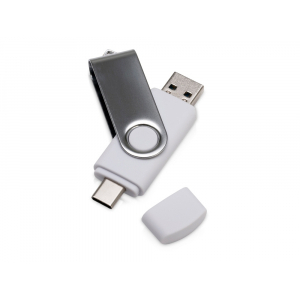 USB3.0/USB Type-C флешка на 32 Гб Квебек C, белый - купить оптом