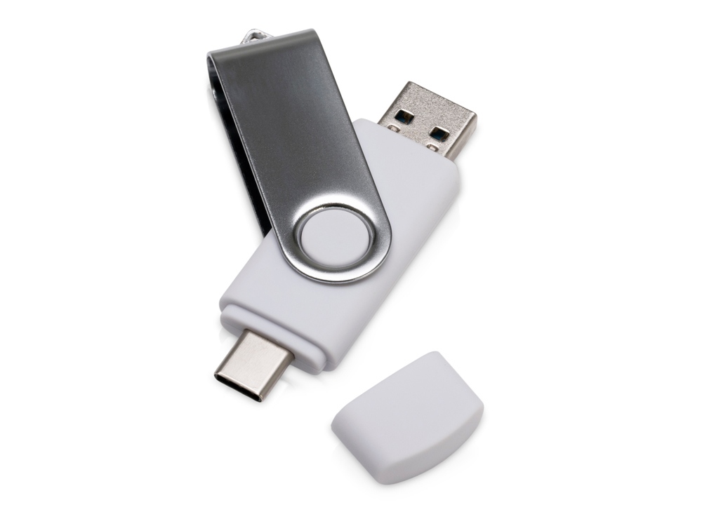 USB3.0/USB Type-C флешка на 32 Гб Квебек C, белый - купить оптом