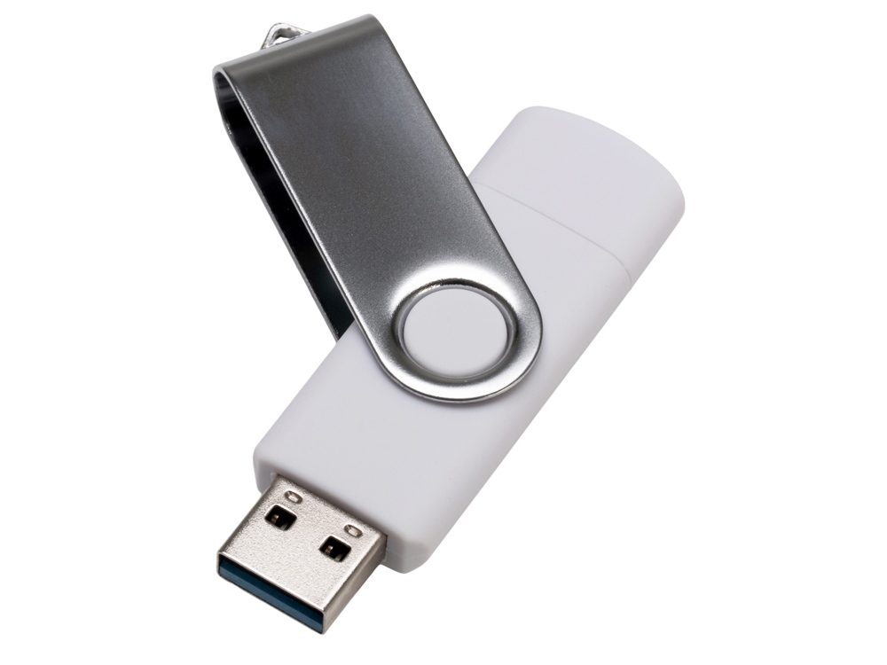 USB3.0/USB Type-C флешка на 32 Гб Квебек C, белый - купить оптом