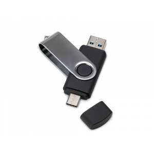 USB3.0/USB Type-C флешка на 32 Гб Квебек C, черный - купить оптом