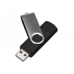 USB3.0/USB Type-C флешка на 32 Гб Квебек C, черный - купить оптом