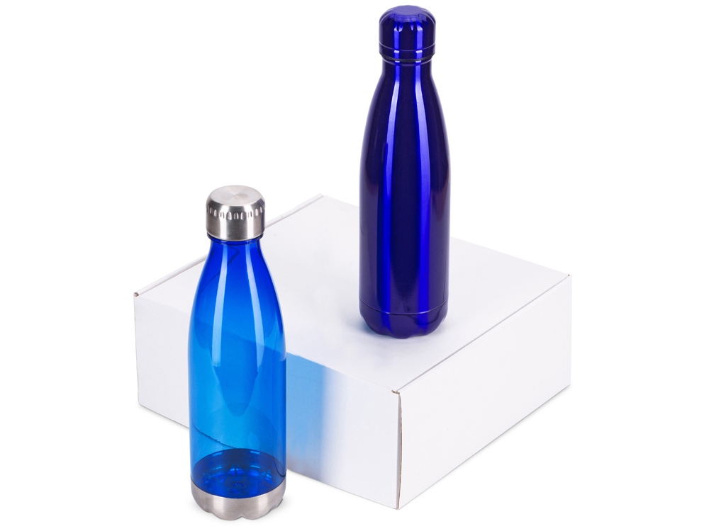 Подарочный набор с термосом и бутылкой Bottle set, синий - купить оптом