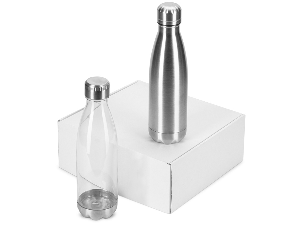 Подарочный набор с термосом и бутылкой Bottle set, серебристый - купить оптом