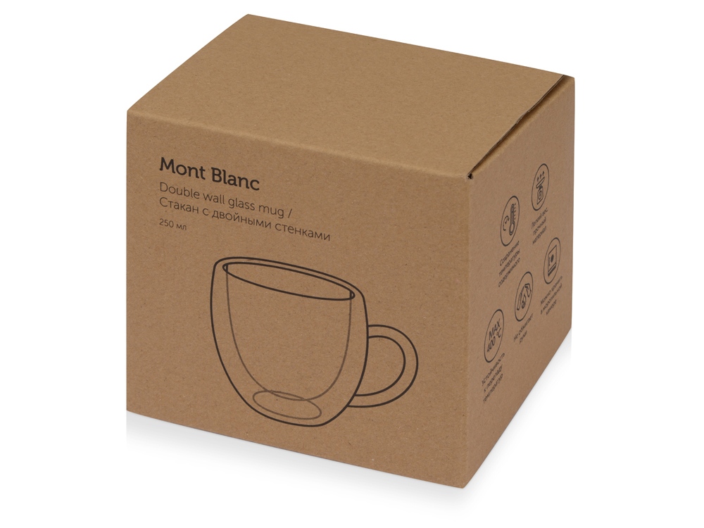 Кружка с двойными стенками Mont Blanc полукруглый, с ручкой 250 мл (Р), прозрачный - купить оптом