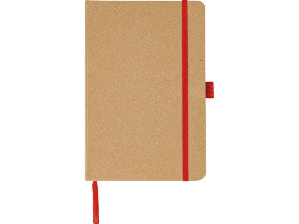 Блокнот A5 Sevilia Color, твердая обложка из крафта, 80 листов, цветной срез и форзац, натуральный/красный - купить оптом