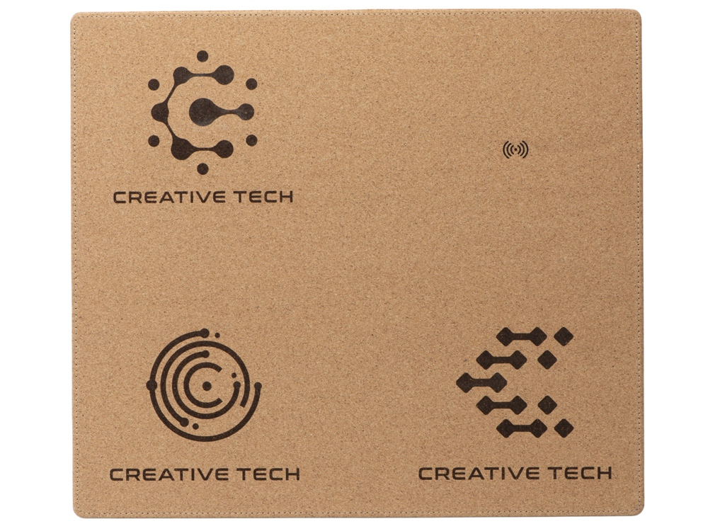 Пробковый коврик для мыши с беспроводной зарядкой Querсus (гравировка), натуральный - купить оптом