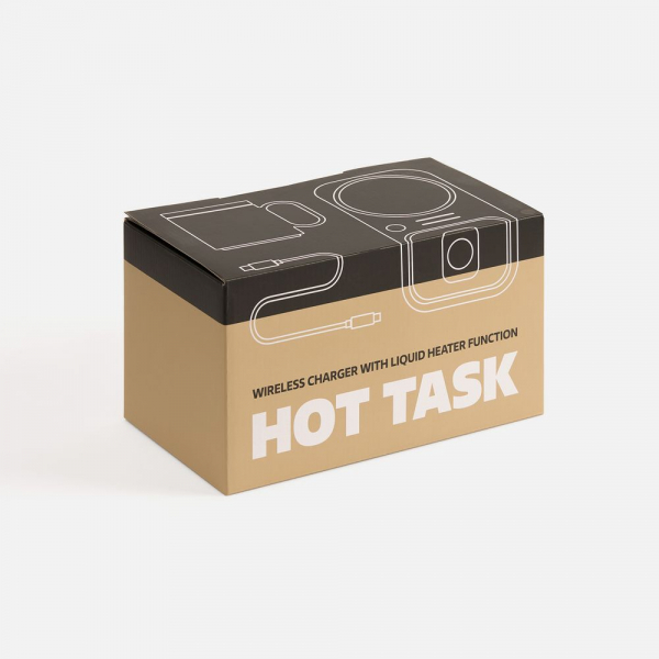 Беспроводное зарядное устройство с подогревом кружки Hot Task, белое - купить оптом