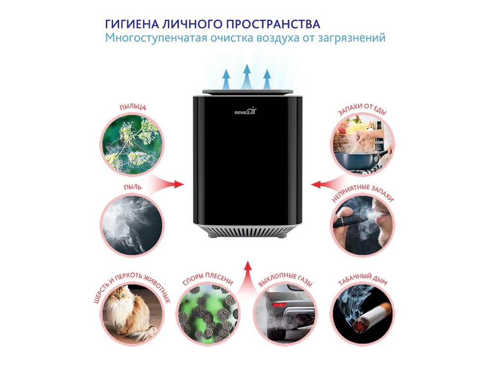 Инновационный очиститель+обеззараживатель + озонатор воздуха RMA-107-02, черный - купить оптом