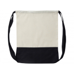 Рюкзак-мешок Cotton из хлопка 170 г, натуральный/черный, фото 3