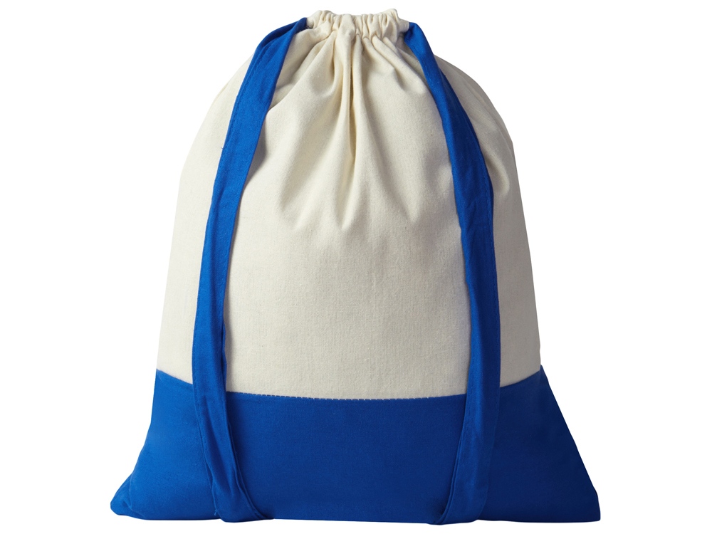 Рюкзак-мешок Cotton из хлопка 170 г, натуральный/синий - купить оптом