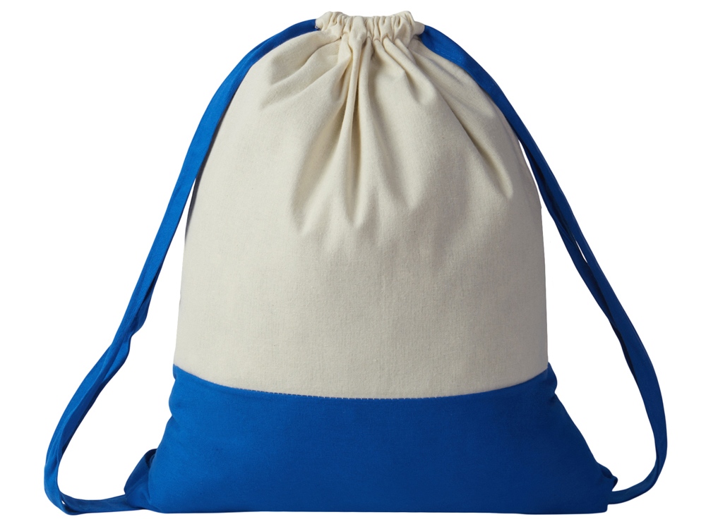 Рюкзак-мешок Cotton из хлопка 170 г, натуральный/синий - купить оптом