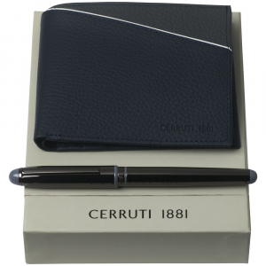 Набор Cerruti 1881: кошелек и роллер, синий - купить оптом
