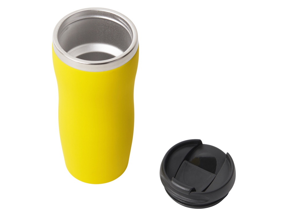 Термокружка Double wall mug C1, soft touch, 350 мл, желтый - купить оптом