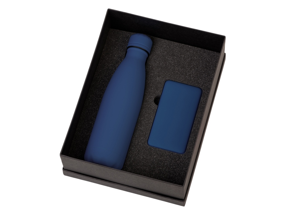 Подарочный набор с термобутылкой и повербанком С1, 5000 mAh, темно-синий - купить оптом