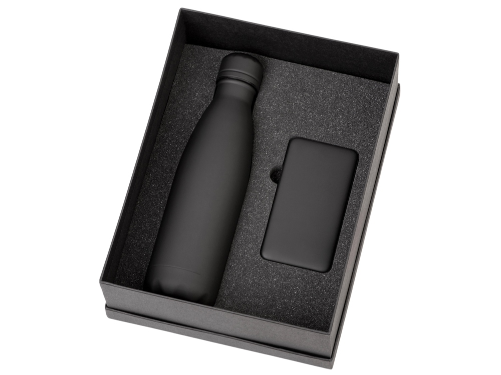 Подарочный набор с термобутылкой и повербанком С1, 5000 mAh, черный - купить оптом