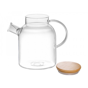 Стеклянный чайник с бамбуковой крышкой Sencha M, прозрачный - купить оптом