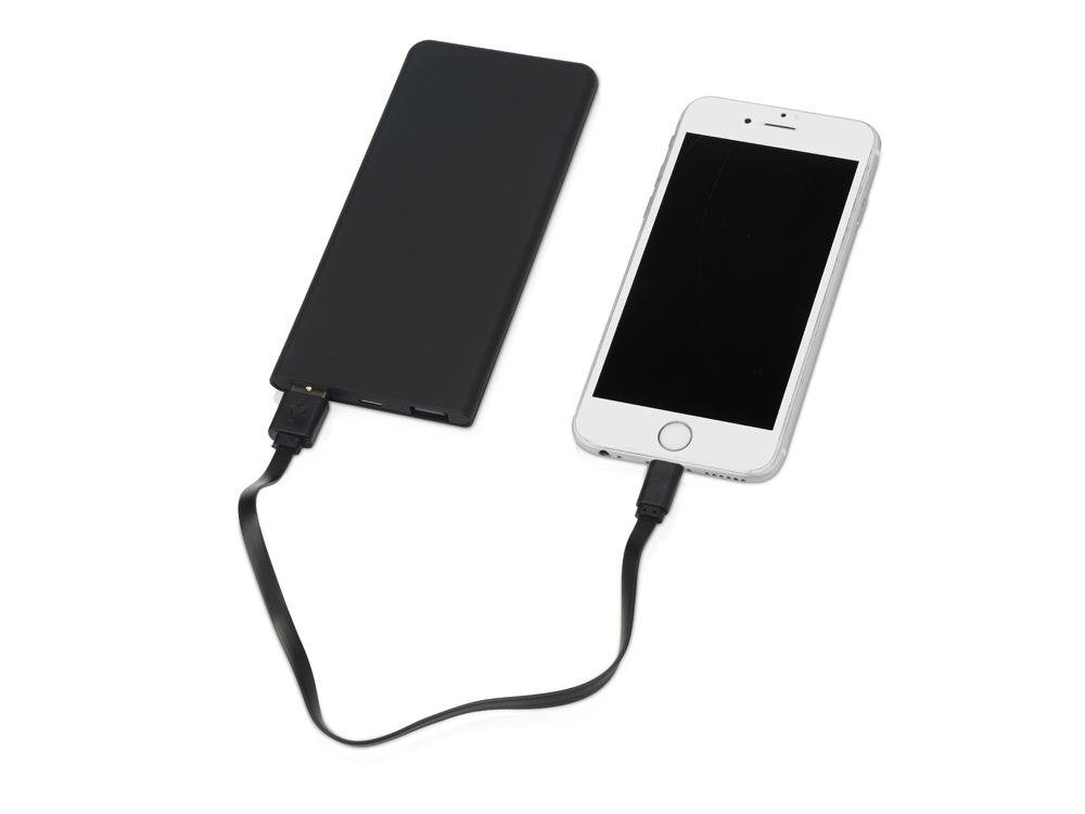 Портативное зарядное устройство с красной подсветкой логотипа Faros, soft-touch, 4000 mAh, черный - купить оптом