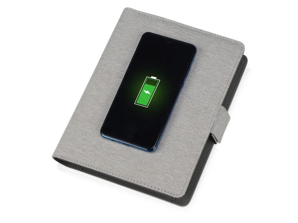 Органайзер с беспроводной зарядкой 5000 mAh Powernote, светло-серый (P) - купить оптом