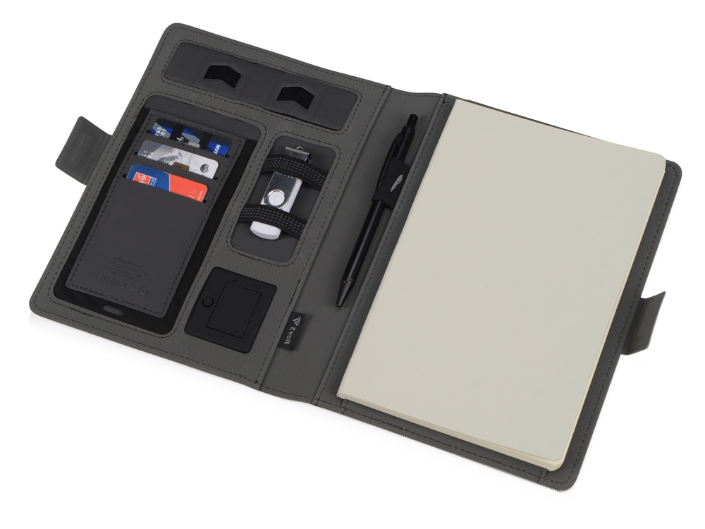 Органайзер с беспроводной зарядкой 5000 mAh Powernote, светло-серый (P) - купить оптом
