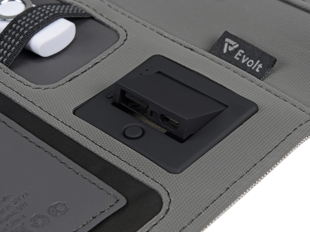 Органайзер с беспроводной зарядкой 5000 mAh Powernote, светло-серый (P) - купить оптом