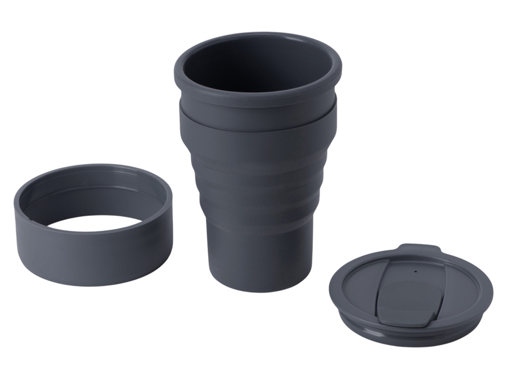 Силиконовый складной стакан GoCup, темно-серый - купить оптом