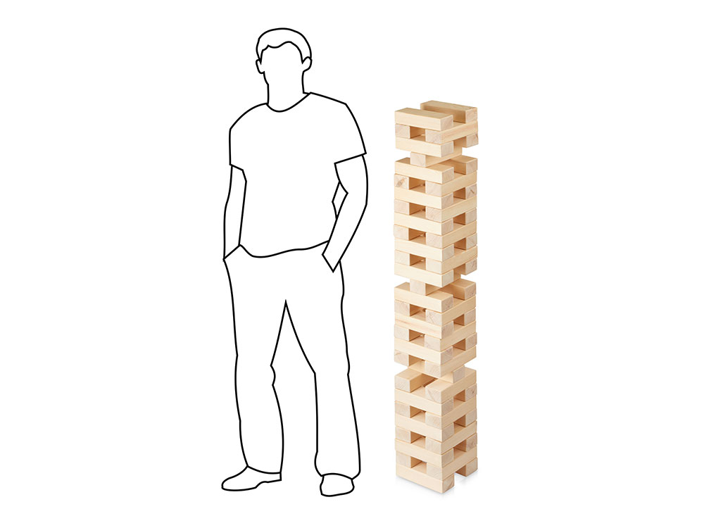 Игра из дерева XL Tower, 57 брусков, натуральный - купить оптом