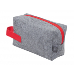 Косметичка из РПЕТ фетра с ручкой Felt, серый с красным, фото 2