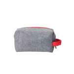 Косметичка из РПЕТ фетра с ручкой Felt, серый с красным, фото 3