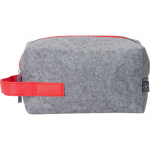 Косметичка из РПЕТ фетра с ручкой Felt, серый с красным, фото 4