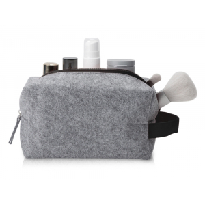 Косметичка из РПЕТ фетра с ручкой Felt, серый с черным - купить оптом