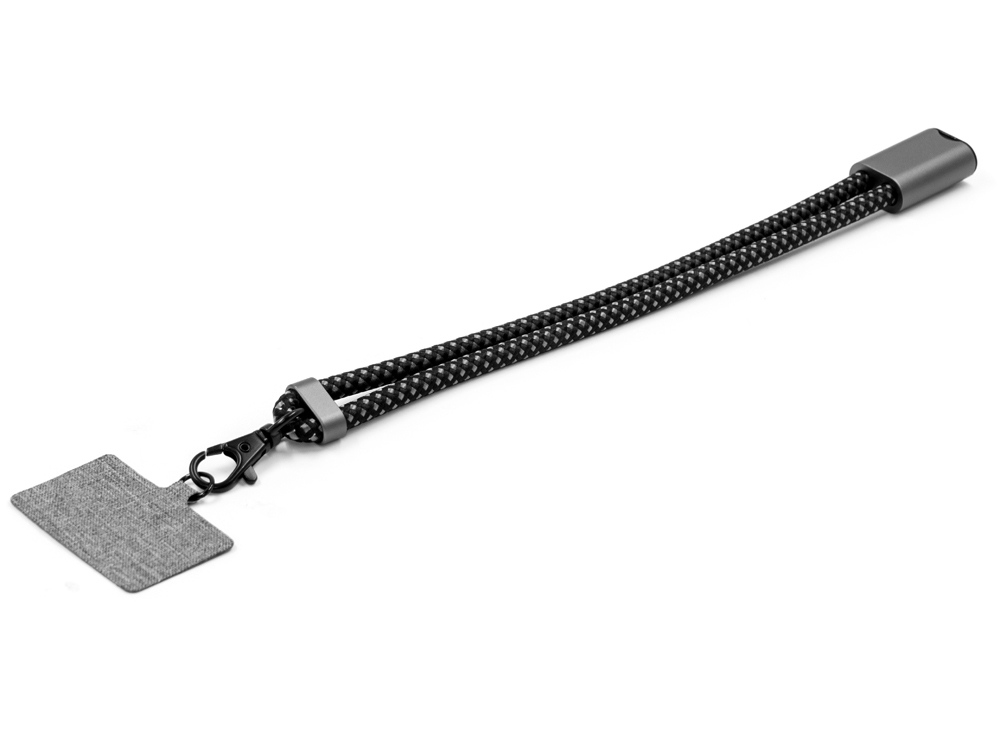 Ремешок-держатель для телефона с зарядным кабелем USB-C - USB-C Lany Wristband Charge Eco, серый - купить оптом