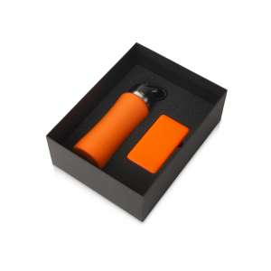 Подарочный набор с бутылкой для воды и повербанком С2, 10000 mAh, оранжевый - купить оптом