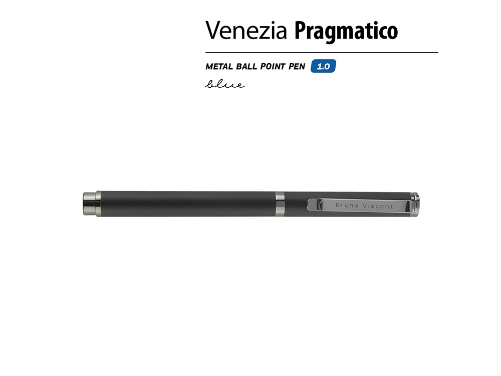 Ручка металлическая шариковая Venezia Pragmatico софт-тач,черный - купить оптом