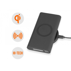 Портативный набор с беспроводным зарядным устройством (power bank) Force, 8000 mAh, черный - купить оптом