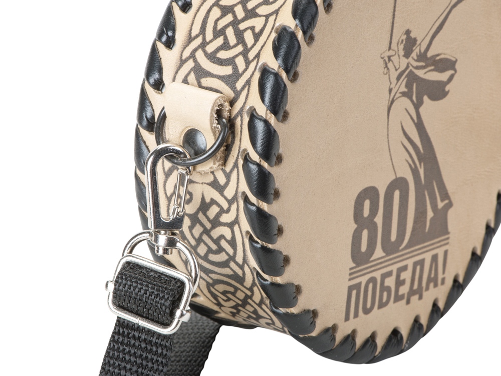 Фляга 504 (белая кожа), 0,5 л (круглая), бежевый - купить оптом